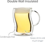 BTaT- Double-Walled Beer Mugs, 16 oz, 4 Pack, Double-Walled Glass with Handle, Insulated Beer Glasses, Drinking Glasses for Bar, Beverages, Alcohol, Water