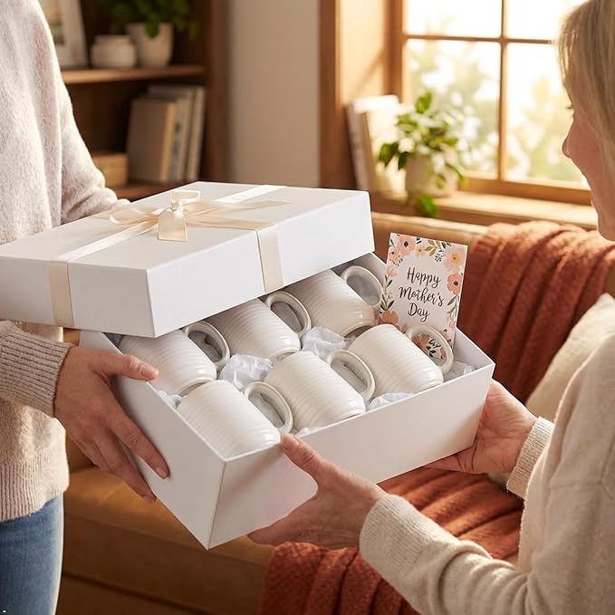 MEKY Coffee Mugs, 15 OZ Ceramic Coffee Cups Set of 4, Latte Mug with Handle for Latte Milk Cappuccino Cocoa Mocha Tea For Dad and Mom as Gifts, Dishwasher Microwave Safe, Arctic White