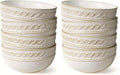 Artena Soup Bowls 32 OZ, Cereal Bowls Set of 4, White Embossment Ceramic Ramen Bowl for Salad, Dinner, Pho, Noodle, Pasta, Snacks, Dishwasher Microwave Safe, 6.3 Inch, Willow Leaf (Pack of 2)