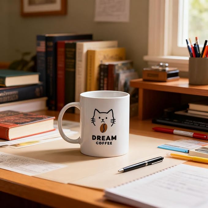 Pet Lover Mug Set Cute Cat & Dog “Dream Coffee” Ceramic Mugs, Gift Boxed Coffee & Tea Cup Set for Pet Owners, Cute Animal Mugs, Birthday or Holiday Gift