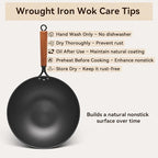 Carbon Steel Wok with Lid, 12.6" Flat Bottom Stir Fry Pan, Rolled Edge Spun Steel Wok, Coating-Free Wok for Induction, Gas & Electric Cooktops
