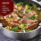 LOLYKITCH 6 QT Hybrid Tri-Ply Stainless Steel Non-Stick Sauté Pan with Lid,12 Inch Deep Frying Pan,Large Skillet,Jumbo Cooker,Induction Pan, Oven Safe and Detachable Handle.