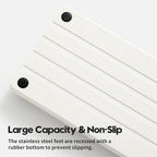 Razborci Instant Dry Sink Caddy Kitchen Sink Organizer, Quick Drying Stone Tray Diatomite Sponge Holder Soap Dish, Bathroom Countertop Fast Dry Water Absorbing Vanity Rack, White, 12" x 5"