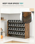 NESAPTO Spice Rack Organizer for Cabinet, Wooden 4 Tier Vertical Seasoning Organizers for Kitchen Pantry, Countertop/Wall Mount, Holds 32 Spice Jars (No Jars Included), 15.7" W × 9.4" H