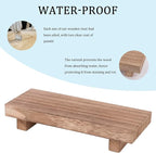 zoocatia Small Wood Tray Pedestal Stand Farmhouse Bathroom Decor Decorative Wooden Riser Kitchen Soap Dish Holder for Vanity, Counter, Sink, Brown