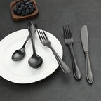Black Silverware Set, 20-Piece Stainless Steel Flatware for 4, Heavy-Duty 18/0 Stainless Steel Utensils,Mirror Polished Dishwasher Safe for Home & Kitchen Dining