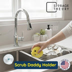 BeraTek Scrub Daddy Holder - Keep Sponges Clean and Dry with the Sponge Holder for Kitchen Sink - Compatible Scrub Mommy Holder - White, 1-Pack