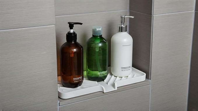 Happitasa Silicone Soap Dish Tray and Sponge Holder with Drain Chute and Feet | 3-Way Sloped Design | Bathroom and Kitchen Sink Organizer Caddy (Dark Chocolate, 10"x4", 7.8 Ounces)