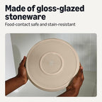 Amazon Basics Glazed Stoneware Dinner Plates, Ceramic 4-Piece Set, Microwave and Dishwasher-Safe, 10.5 in., Linen Gray