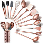 Copper Kitchen Utensils Set,13 Pieces Stainless Steel Cooking Utensils Set With Titanium Rose Gold Plating,Kitchen Tools Set With Utensil Holder For Non-Stick Cookware Dishwasher Safe (13 Packs)