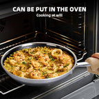 Non Stick Frying Pan 12 Inch with Lid, Hybrid Nonstick Stainless Steel Skillet Pan with Stay-cooling Handle, PFOA Free Non Toxic Dishwash & Oven Safe, Induction Ready, All Cooktops