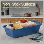 Nonstick Loaf Pan Set Pack of 4, 7" to 11" Large Baking Bread Pan, Oven Safe Up to 450°F, PFOA, PFOS, PTFE Free, Space Saving Stackable Design, Stain Resistant, Dishwasher Friendly, Blue Marble