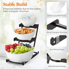 Lifewit 3 Tier Plastic Serving Bowls with Black Metal Stand, Chips and Dip Serving Tray Set for Entertaining Party, Crack-Proof Serving Platters for Fruit/Snack/Candy, 31 x 20 x 27 cm/12 x 8 x 10.6