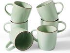 famiware Mercury Coffee Mugs 13 oz, Coffee Mugs Set of 6 with Handle, Cups for Latte, Hot Tea, Cappuccino, Mocha, Cocoa, Light Green