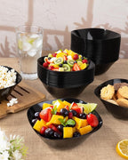 bUCLA 50Pack Black Plastic Serving Bowls - 16oz Disposable Serving Bowls for Dessert/Ice Cream/Salsa/Snack/Candy, Ideal for Party & Graduation