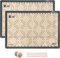 Silicone Baking Mat Set, GUANCI Grade Food Baking mats Non-Stick Reusable Pizza Bakeware Mat for Making Macaroon, Pizza, Cookie, Pastry, Bread, Brown (2PCS-GR)