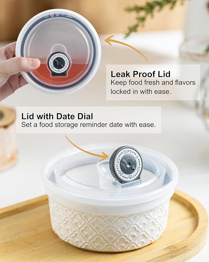 Ramekins 12 oz with Lids Oven Safe, Creme Brulee Ramekins with Covers, Ceramic Small Baking Dishes Set of 4, Souffle Dishes Bowls - Microwave and Dishwasher Safe, White Cloud