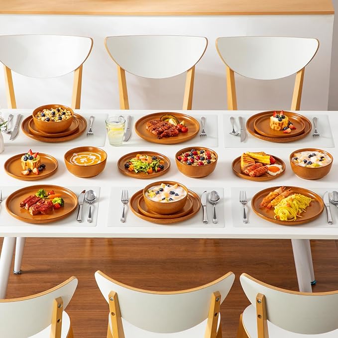 vancasso ZERMATT Dinnerware Sets for 6, 18 Pieces Plates and Bowls Set for Kitchen, Stoneware Dishes Set for 6, Dishwasher & Microwave Safe, Yellow