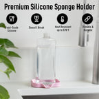 Zulay Kitchen Small Silicone Sponge Holder (4.9x3.3”) – Space-Saving Sink Organizer Tray for Sponge, Soap, Brush & More – Compact Non-Slip Dish for Kitchen & Bathroom (Pink)