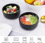 Aquiver 10 Ounces Ceramic Bowl Set - Porcelain Matte Small Bowls - Side Dishes for Desserts, Ice Cream, Snacks, Condiments, Souffle, Yogurt, Soup - Dipping Sauce Bowl Set of 4 (Black)