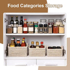 Set of 3 Seagrass Woven Storage Basket with Handles, Natural Wooden Bead Decoration for Blankets Toys Clothes Shoes Organizer, Cube Bins for Shelves Living Room Bedroom Nursery Home Decor