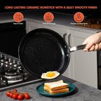 5 Ply Ceramic Non Stick Frying Pans - 8 Inch Stainless Clad Nonstick Skillet, Professional Cookware for Induction, All Stoves and Oven