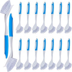 Hsei 20 Pcs Blue Kitchen Scrub Dish Brush Bulk with 11 Inch Anti Slip Handle Cleaning Dish Scrubber with Stiff Bristles Washing Scrub Brushes for Housekeeping for Pots and Pans, Kitchen Sink