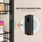 MIAOLI Over the Door Pantry Organizer, 8-Tier Adjustable Spice Rack Cabinet Door Shelves, Hanging Seasoning Organizer for Kitchen Bathroom, Laundry Room Organization, Black