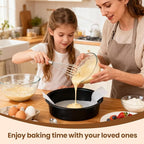 9 Inch Cake Pan Set of 2 - Nonstick Carbon Steel Round Cake Baking Pans with 80 PCS Parchment Paper, Dishwasher Safe, Durable for Large Layer Cakes, Birthday & Christmas Baking