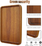 1 pcs 13"x 9" Solid Acacia Wood Serving Tray Rectangular Wooden Serving Platter Natural Wooden Board for Bar Coffee Party