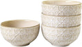 26 Oz Cereal Bowls Set of 4, 6 inch Ceramic Soup Bowl for Kitchen, Porcelain Embossed Serving Bowls for Salad, Pho, Breakfast, Ramen, Rice, Dishwasher Microwave Safe, Housewarming Gift