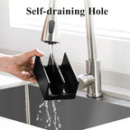Luxspire Kitchen Sponge Holder for Sink, Dish Sponge Holder with 2 Compartments, Sponge Caddy for Kitchen Sink Counter, Sponge Holder with Drain Tray, Matte Black