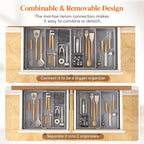 Lifewit Expandable Utensil Organizer for Kitchen Drawer, Adjustable Cooking Silverware Tray, Plastic Cutlery Flatware Holder, Spatula Tools Gadgets Storage Divider, 53-91 x 43cm, Plastic, Gray