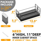 SpaceAid Pull Out Spice Rack Organizer for Cabinet, Heavy Duty Slide Out Seasoning Kitchen Organizer, Cabinet Organizer, with Labels, 5.2" W x10.8 D x4 H, 2 Drawers 1-Tier