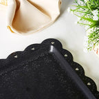 Set of 6 Plastic Serving Trays Food Tray - 14" x 9" Rectangle Serving Platter for Halloween Party Cafeteria Kitchen Restaurant, Small Flat Trays for Dessert Fruit Cookie Snack (6, Black)