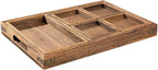 Yangbaga Rustic Wooden Serving Trays with Handle - Set of 7 Rectangular Platters for Entertaining, Breakfast, Coffee Table, Home Decor