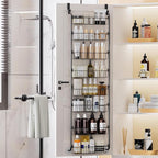 Delamu Over The Door Pantry Organizer, 8-Tier Pantry Door Organizers and Storage, Metal Hanging Spice Rack, Seasoning Organizer, Door Organizer for Home Kitchen Bathroom, Black