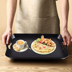 Plastic Tray with Handles, 2 Pack Multi-Purpose Rectangular Non Slip Restaurant Serving Trays Set for Parties, Coffee Table, Kitchen(9.5x14.6 inch)