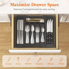 Lifewit Silverware Drawer Organizer, Expandable Utensil Tray for Kitchen, BPA Free Flatware and Cutlery Holder, Adjustable Plastic Storage for Spoons Forks Knives, 8.9-14.7 x 12.2", Black