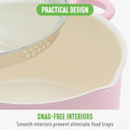 GreenLife 6QT Ceramic Nonstick Stockpot with Glass Straining Lid, PFAS-Free, Dishwasher Safe, Stay-Cool Handles, Oven Safe to 350°F, Wobble-Free Base, Even Heating, Pink