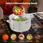 SUNHOUSE Stainless Steel Stock Pot - 12 Quart Heavy-Duty Induction Cooking Pot with Visible Lid for Pasta, Soup, Spaghetti - Nonstick Thick-Bottom Deep Stockpot for Canning, Boiling, and Simmering
