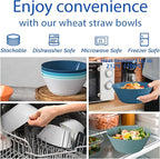 50 Oz Large Cereal Bowls, Unbreakable Wheat Straw Fiber Salad Bowl Sturdy and Stackable Salad Serving Bowls Set, BPA-Free Microwave/Dishwasher Safe, Lightweight for Oatmeal, Snacks , Oatmeal, Snacks