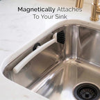 Earth & Mango Magnetic Dish Brush & Scraper, Snaps to Sink, Non-Scratch, Dishwasher Safe, Dish Scrubber – Warm Sand Beige