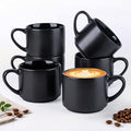 GBhome 14 OZ Coffee Mugs Set of 6, Stackable Ceramic Mugs for Men, Women, Modern Coffee Cups With Stable Base for Latte, Tea, Cappuccino. Dishwasher & Microwave Safe, Matte Black