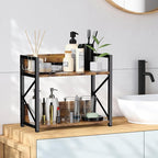 Coffee-Bar-Station-Organizer Shelf for Countertop, 2 Tiers Kitchen Counter Shelf Riser, Wooden Spice Rack Organizer, Coffee Bar Accessories(Rustic Brown, Large)