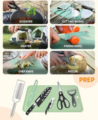 Portable Camping Cooking Utensils Set, Camp Kitchen Set with Organizer Bag, RV Essentials Outdoor Cooking Utensil Kit for Travel, Picnics, Camping, BBQs, Parties