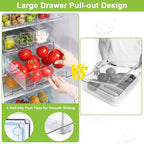 YINGRACE 10 Pack Fridge Organizer Bins, Stackable Refrigerator Organizers and Storage, With a Pull-out Large Drawer, BPA-Free Clear Containers For Fruit, Vegetable, Drinks