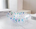 MAGCOLOR Hand Painted Blue Woven Glass Crystal Salad & Fruit Bowl Decoration,Centerpiece For Home,Office,Wedding Decor, Fruit, Snack, Dessert, Server (Blue)