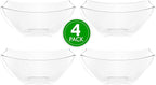 PLASTICPRO Disposable Square Serving Bowls, Party Snack or Salad Bowl, Plastic Clear or White Pack of 4 (8 OUNCE, Clear)