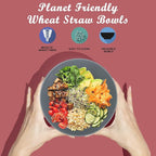 Wrova Wheat Straw Bowl Sets,6 PCS Unbreakable Cereal Bowl 50 OZ,Microwave and Dishwasher Safe Bowls,Super Big Bowl Sets BPA Free Bowl for Serving Cereal,Oatmeal and Salad (Pure Gray)